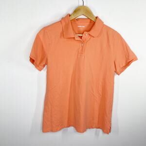 Lands'‎ End Peach Orange Short Sleeve Collared Polo Shirt Women's Size Small S